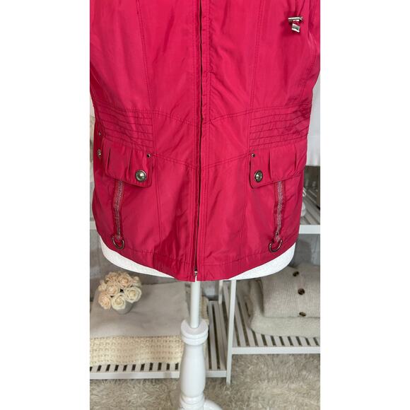 CJ Banks Women's Size X (14W)Pink Ruffle Drawstring Collar Zip Up Vest #0494 - Picture 6 of 13